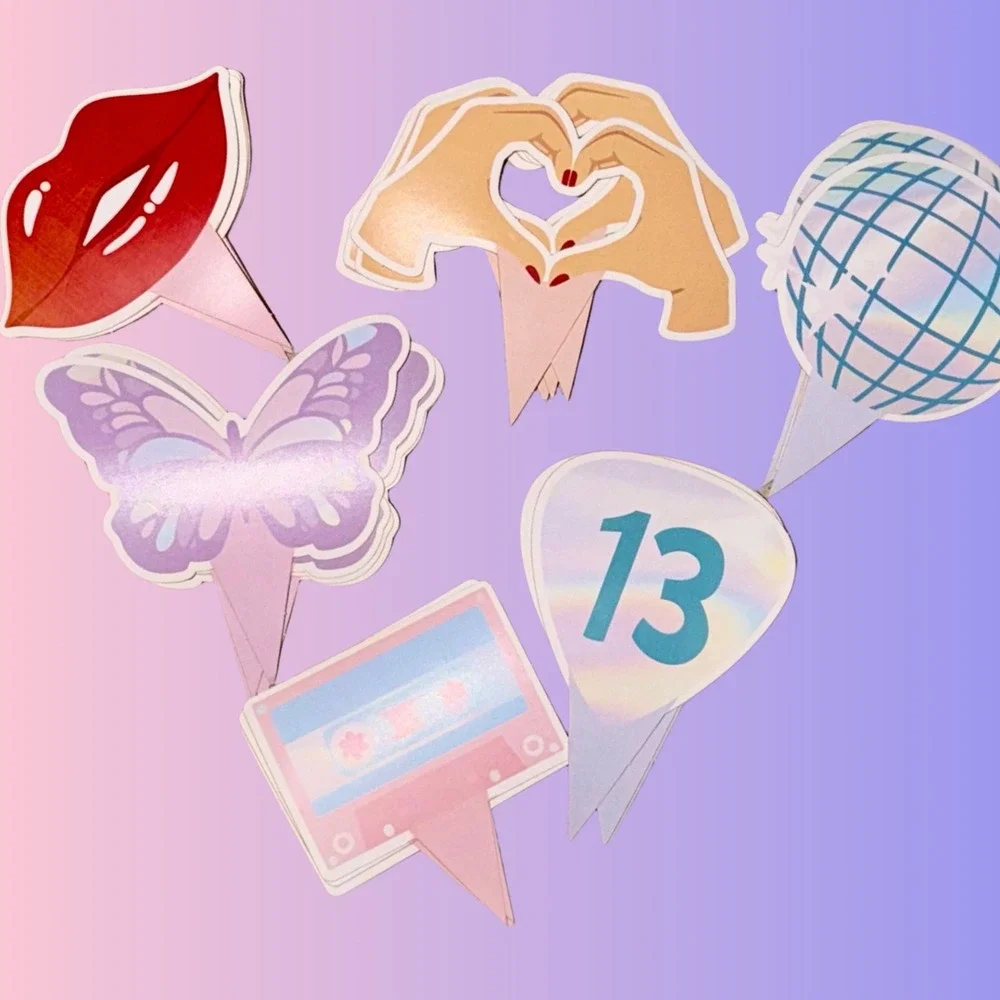 Loghohu 24Pcs Music Singer Cupcake Toppers Multicolored Concert Party Decoration